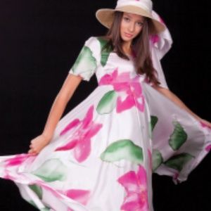 Hand painted silk dress